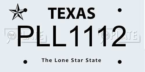 PLL1112 Texas License Plate