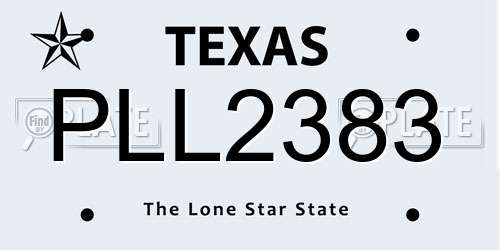 PLL2383 Texas License Plate
