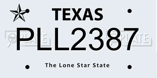 PLL2387 Texas License Plate