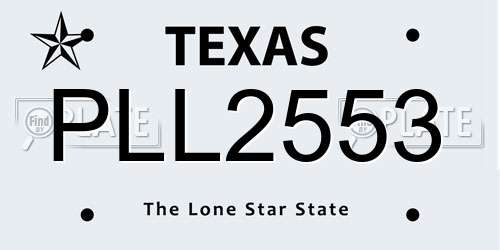PLL2553 Texas License Plate