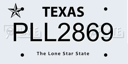 PLL2869 Texas License Plate