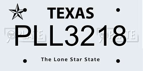 PLL3218 Texas License Plate