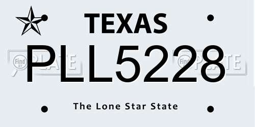 PLL5228 Texas License Plate