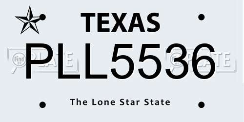 PLL5536 Texas License Plate