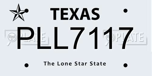 PLL7117 Texas License Plate