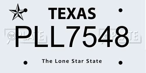 PLL7548 Texas License Plate