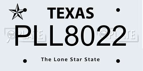 PLL8022 Texas License Plate