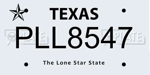 PLL8547 Texas License Plate