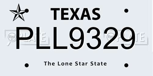 PLL9329 Texas License Plate