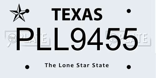 PLL9455 Texas License Plate