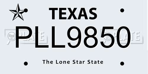 PLL9850 Texas License Plate