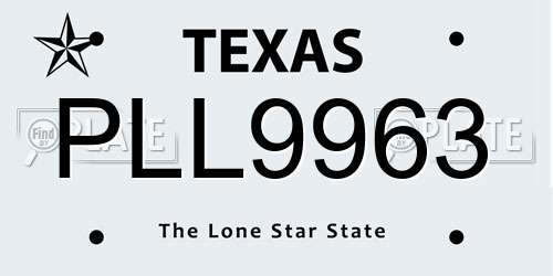 PLL9963 Texas License Plate