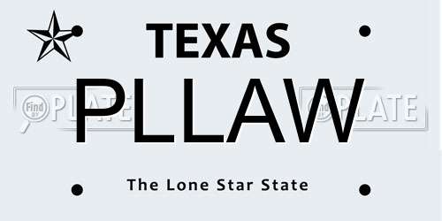 PLLAW Texas License Plate