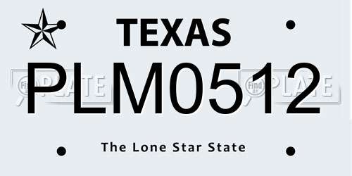 PLM0512 Texas License Plate