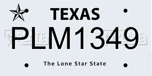 PLM1349 Texas License Plate