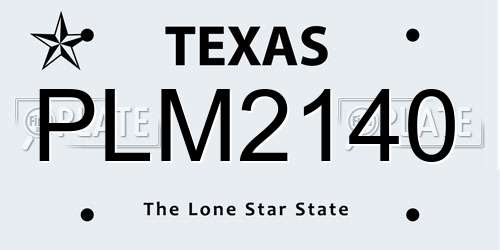 PLM2140 Texas License Plate