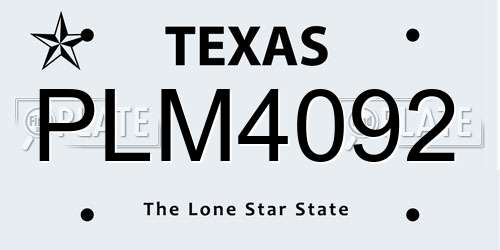PLM4092 Texas License Plate