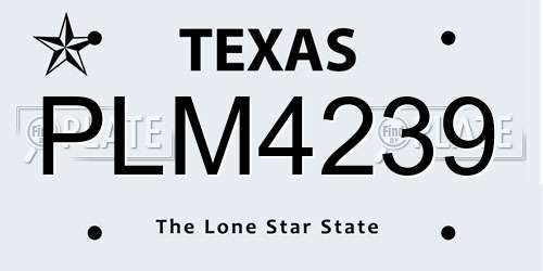 PLM4239 Texas License Plate