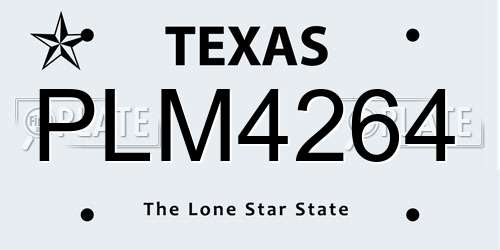 PLM4264 Texas License Plate