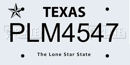 PLM4547 Texas License Plate