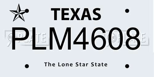 PLM4608 Texas License Plate