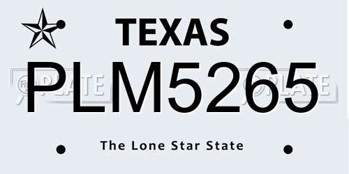 PLM5265 Texas License Plate