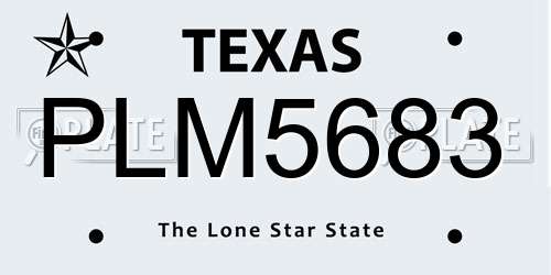 PLM5683 Texas License Plate