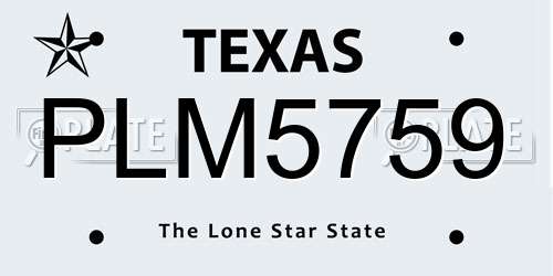 PLM5759 Texas License Plate