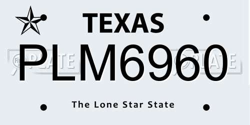 PLM6960 Texas License Plate