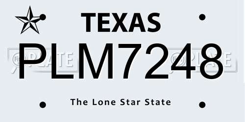 PLM7248 Texas License Plate