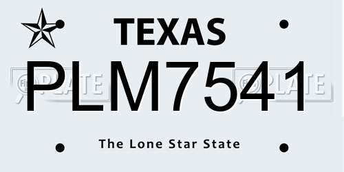 PLM7541 Texas License Plate