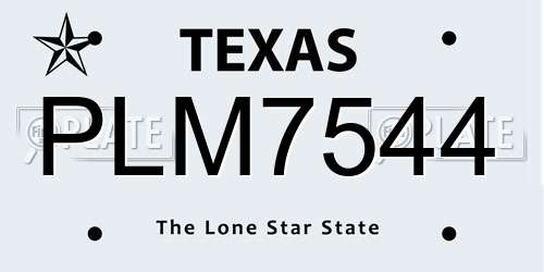 PLM7544 Texas License Plate