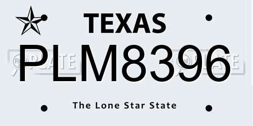 PLM8396 Texas License Plate