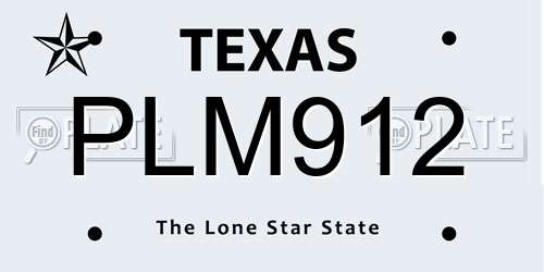 PLM912 Texas License Plate