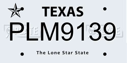 PLM9139 Texas License Plate