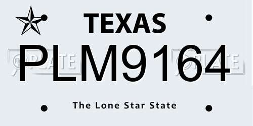 PLM9164 Texas License Plate