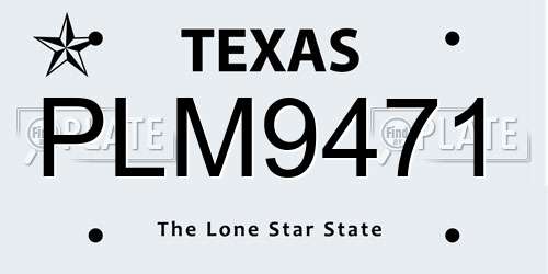 PLM9471 Texas License Plate