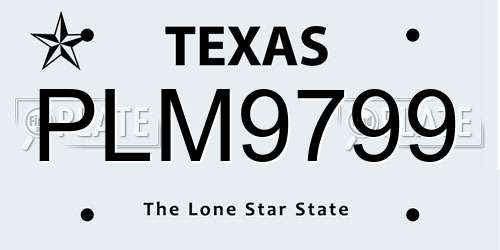 PLM9799 Texas License Plate