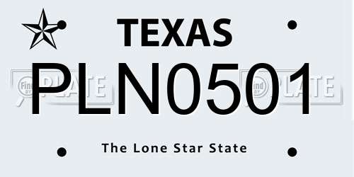 PLN0501 Texas License Plate