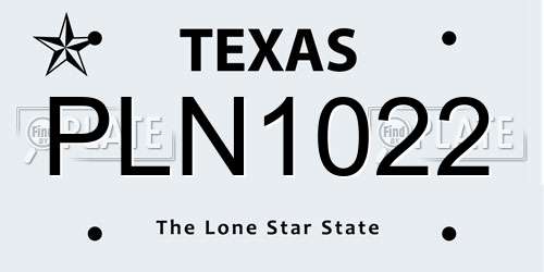 PLN1022 Texas License Plate