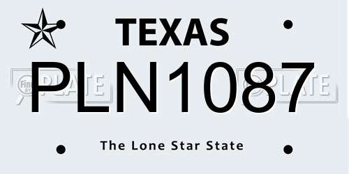PLN1087 Texas License Plate