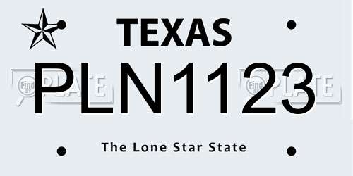 PLN1123 Texas License Plate
