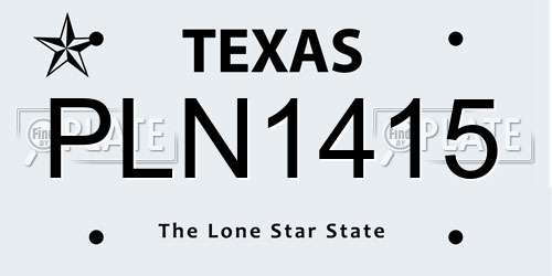PLN1415 Texas License Plate