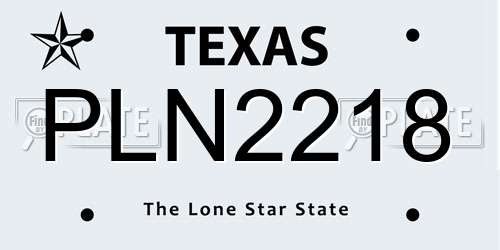 PLN2218 Texas License Plate