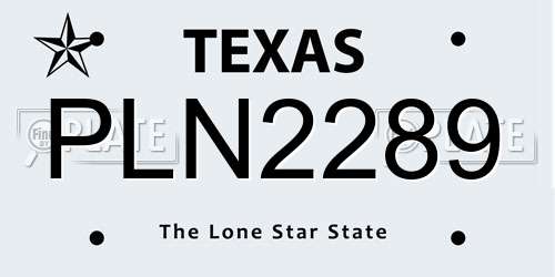 PLN2289 Texas License Plate