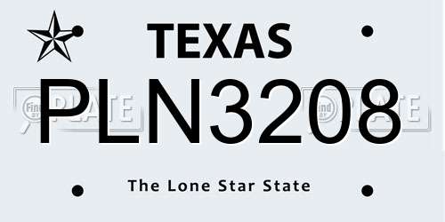 PLN3208 Texas License Plate