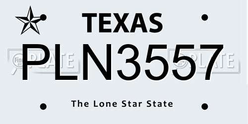 PLN3557 Texas License Plate