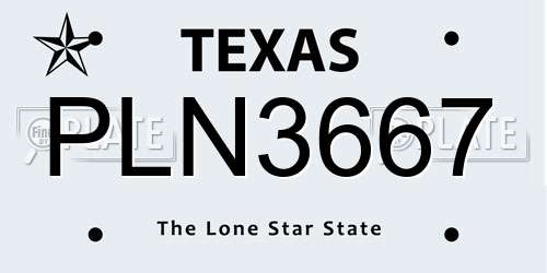 PLN3667 Texas License Plate
