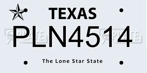 PLN4514 Texas License Plate