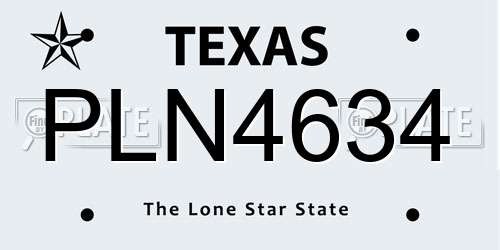 PLN4634 Texas License Plate